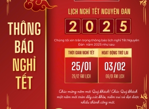 THÔNG BÁO LỊCH NGHỈ TẾT NGUYÊN ĐÁN 2025